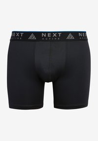 Boxer brev neri con un design aderente, dotati di una cintura elastica con marchio e una superficie liscia. Senza motivi o dettagli visibili.