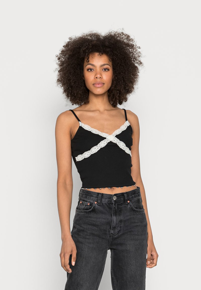 ONLY ONLROSIE - Top - black detail/cd lace + overlock