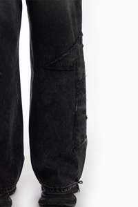 FAVELA FABRIC PATCH UNISEX - Ohlapne kavbojke - black washed