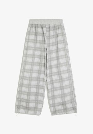 Bershka, CHECKED WIDE-LEG JOGGING TROUSERS WITH PIPING - Pantalon de survêtement - dark grey