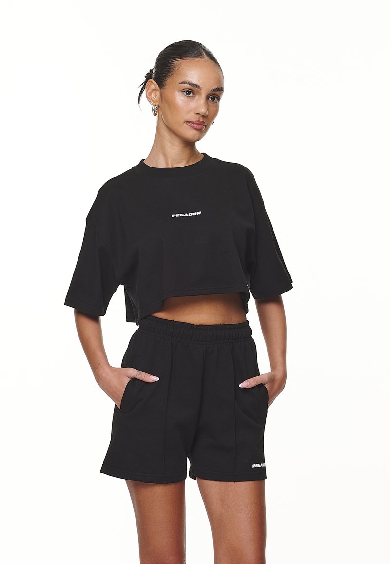 Pegador - LAYLA CROPPED TEE - T-shirt basique - black/white, Agrandir