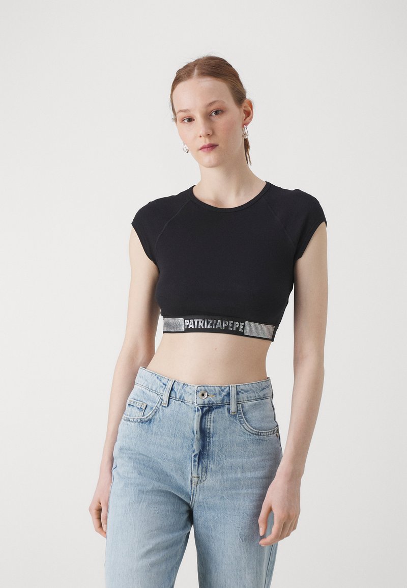Patrizia Pepe T-shirt Cropped Nera Con Stampa Fly 7M0987/J331-K103 main image 1