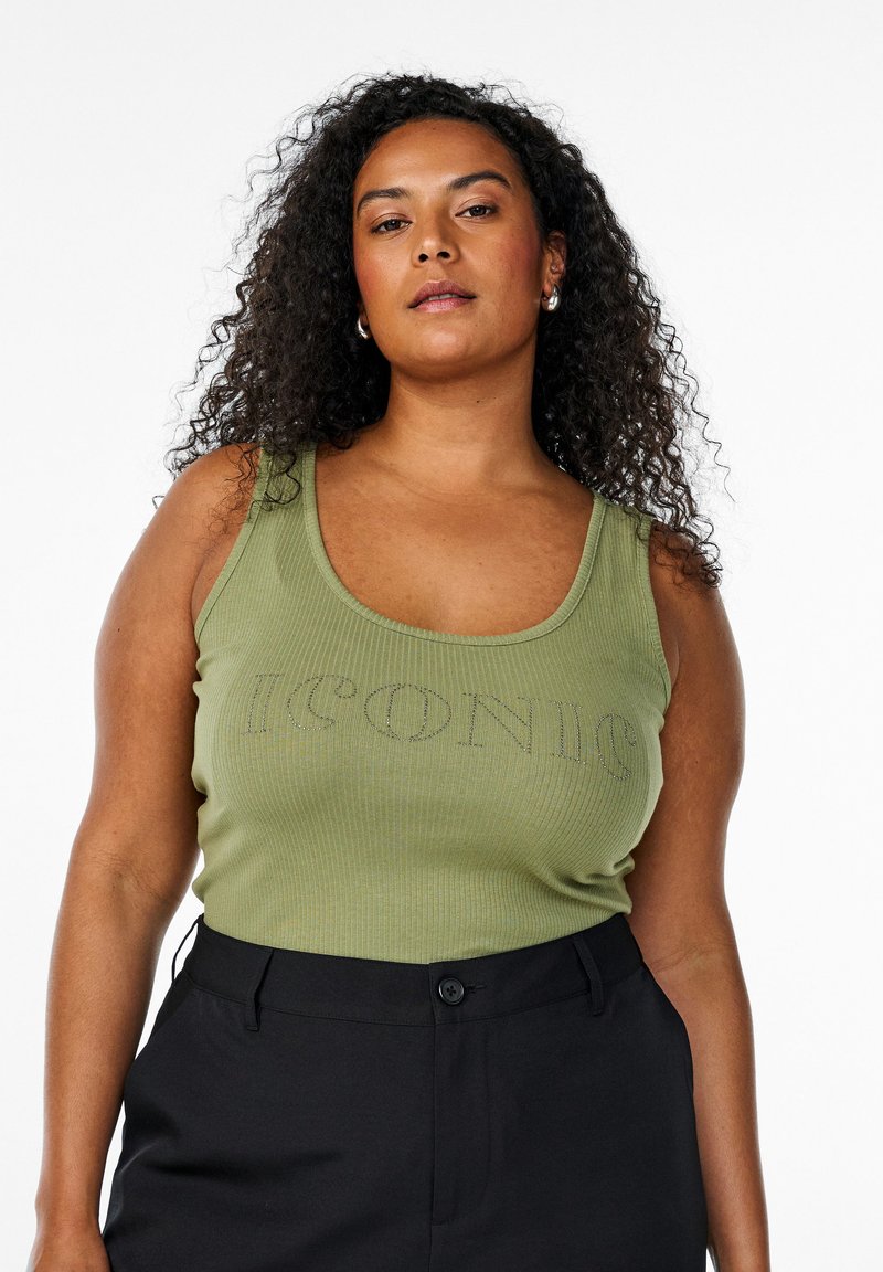 Zizzi - SCHMAL GESCHNITTENES  - Top - oil green, Enlarge