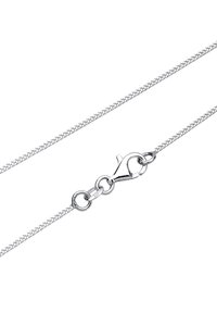 Sølv kæde halskæde med en struktureret flad design. Det har en lobster clasp og cirkulære led for justerbar længde.