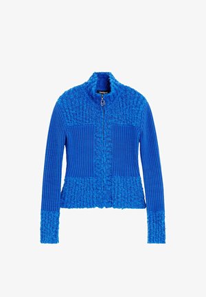 Desigual, OPENWORK KNIT JACKET - Chaqueta de punto - blue
