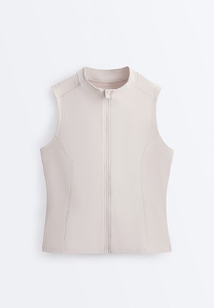 OYSHO SLEEVELESS ZIP - Top - mottled beige
