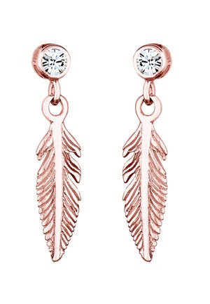 SPARKLING FEATHER CHARM - MIT KRISTALLEN VON SWAROVSKI® - Boucles d'oreilles - rosegold-coloured
