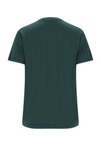 Mörkgrön t-shirt med kort ärm och rundad halsringning samt en mjuk textur. Har en enkel baksida och lättviktsmaterial.