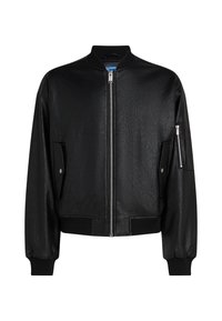 COATED BOMBER - Imitatieleren jas - black