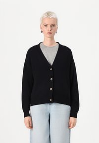 VILA VIRIL V NECK - Adīta jaka - black