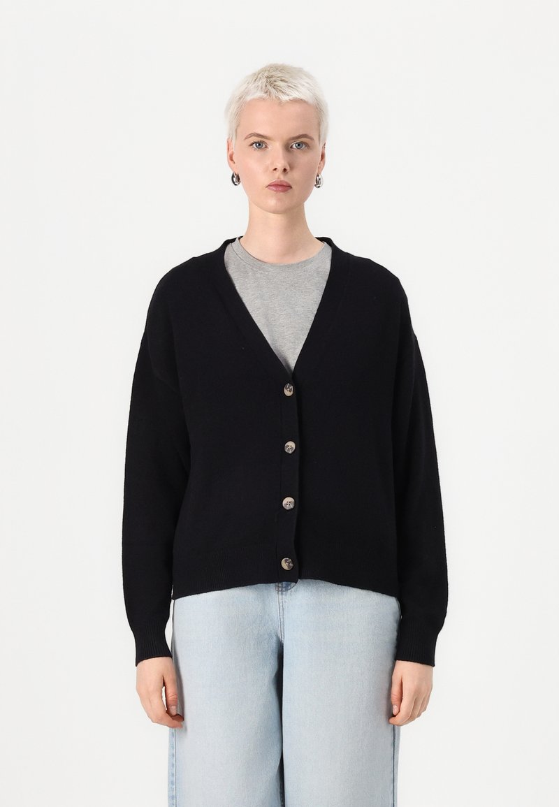 VILA VIRIL V NECK - Adīta jaka - black