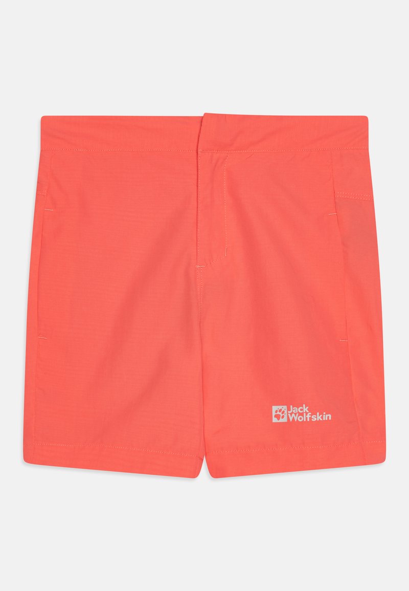 Shorts de bain corail en tissu léger, avec une taille élastique et des poches latérales. Comprend un logo dans le coin inférieur droit.