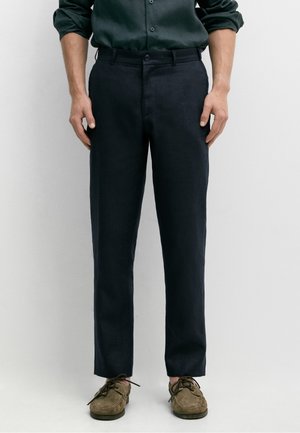 Massimo Dutti, TAPERED FIT LINEN PANTS - Broek - mottled dark blue