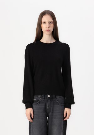 JDYELANORA O NECK BUTTON - Strikkegenser - black