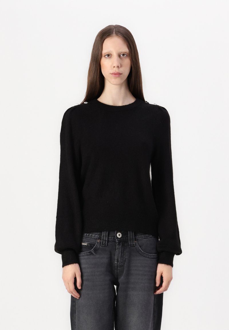 JDY JDYELANORA O NECK BUTTON - Maglione - black