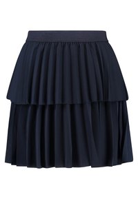 Mörkblå plisserad kjol med ett lagerdesign. Har en elastisk midja och mjukt, texturerat tyg. Strukturerad form med gott om rörelse.