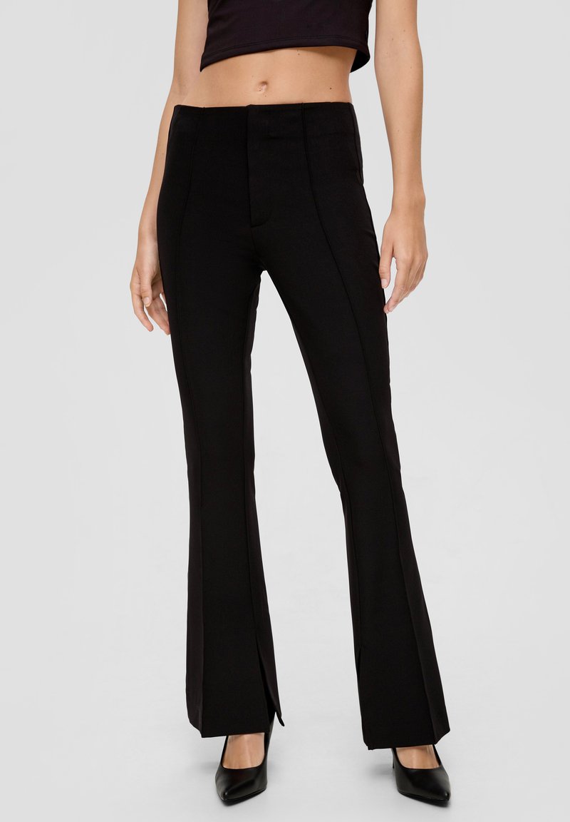 QS MIT BIESEN - Broek - schwarz