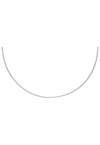 Zilveren ketting met een gedraaide, in elkaar vergrendelde ontwerp met een gladde, glanzende afwerking en een lichte kromming langs de lengte.