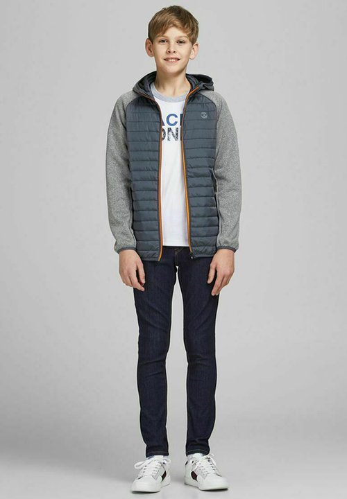 Chaqueta Bomber Jack & Jones Para Niños - Azul Oscuro, Con Capucha Y Aislamiento