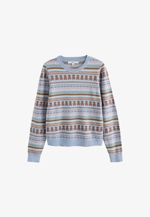 Next, REGULAR FIT - SOFT TOUCH LONG SLEEVE CREW NECK JUMPER . - Striktrøje - blue brown fairisle