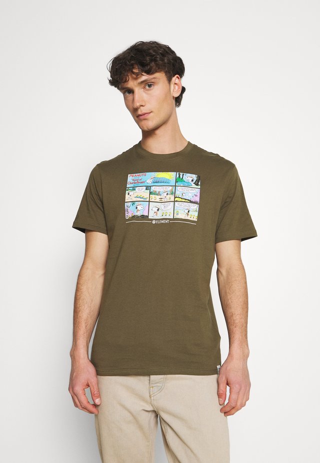 PEANUTS CAMPER - T-shirt z nadrukiem - army