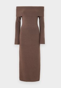 Off-the-Shoulder Midi Sweater Dress - Strikket kjole - coffee quartz