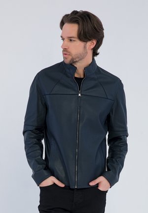 Giacca di pelle - navy tafta-bordeaux