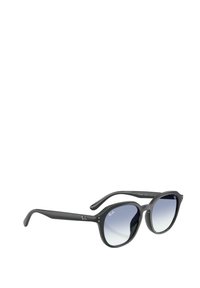 Occhiali da sole neri oversize con lenti sfumate. Design della montatura rotonda, texture liscia e logo Ray-Ban sulla tempia.