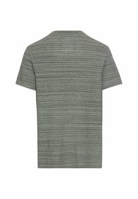 Kortærmet t-shirt i mørkegrå med vandrette teksturerede striber. Blødt stof og rund halsudskæring med en afslappet pasform.