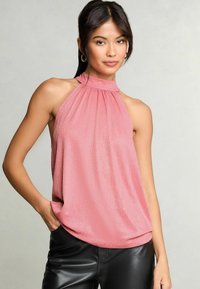 Lipsy REGULAR FIT - HOTFIX HALTER NECK - Bl�ůza - pink