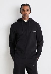Calvin Klein Jeans INSTITUTIONAL ZIP THROUGH HOODIE - Zip-up sweatshirt - black