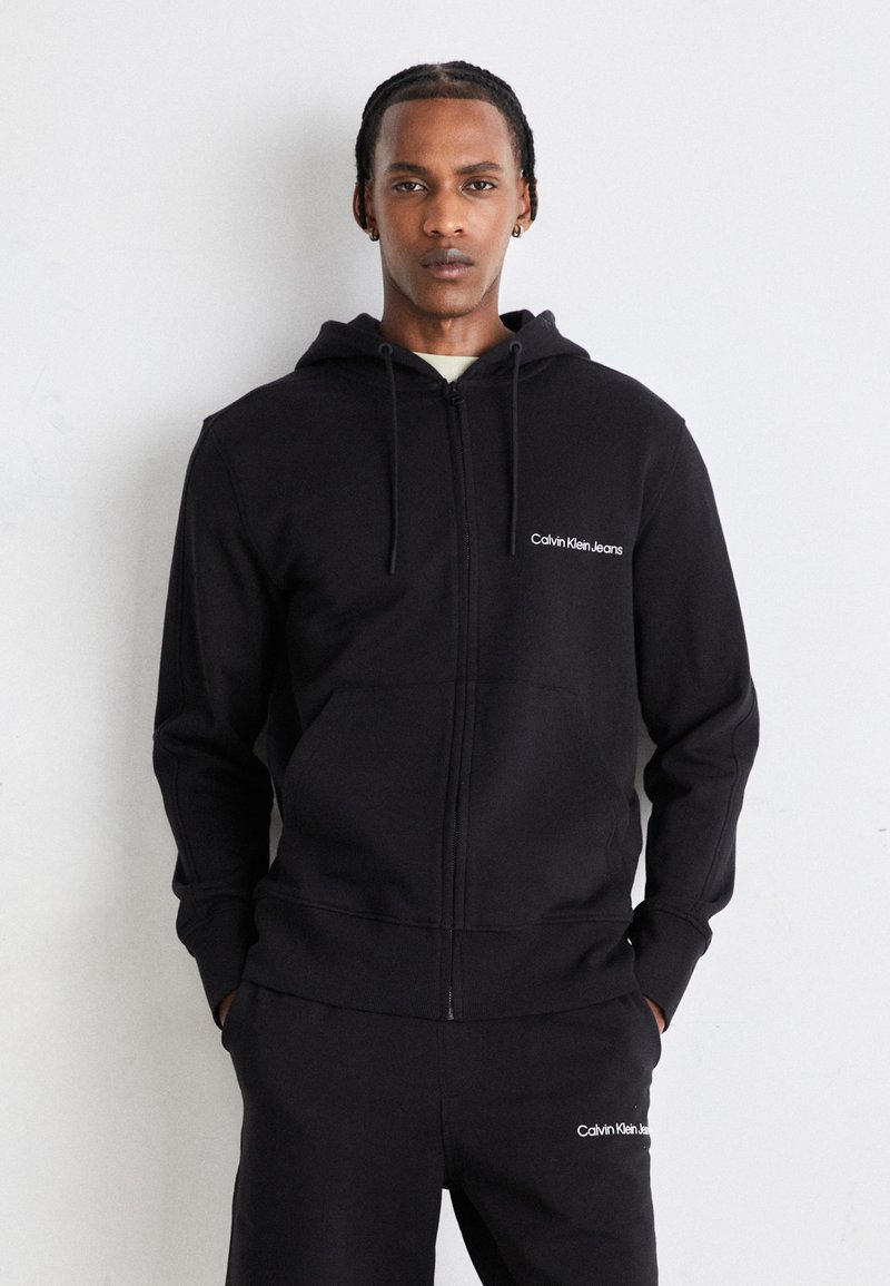 Calvin Klein Jeans INSTITUTIONAL ZIP THROUGH HOODIE - Zip-up sweatshirt - black