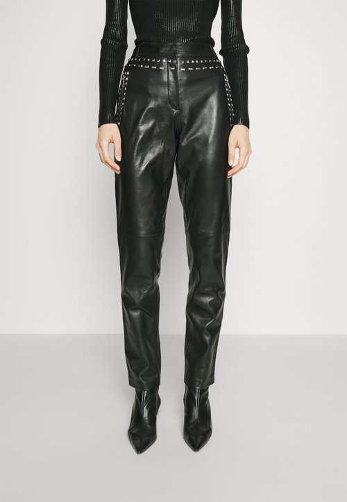 YAS YASLINE PANT - Lederhose - black/schwarz - Zalando.ch