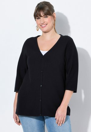 3/4 SLEEVE V-NECK - Strickjacke - black