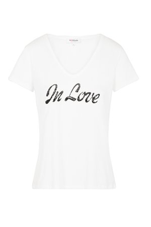 Morgan, MESSAGE AND SEQUINS - T-Shirt print - ecru