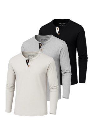 SET OF 3 - Långärmad tröja - black light grey light grey melange