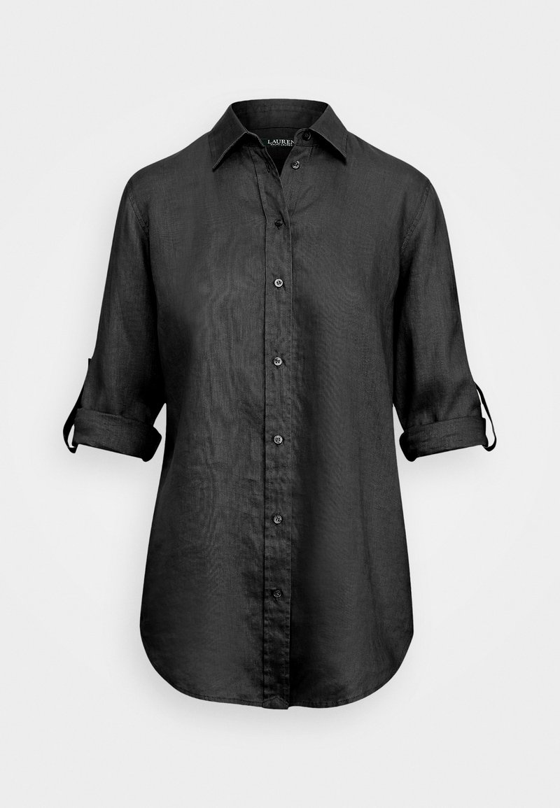 Lauren Ralph Lauren RELAXED FIT LINEN ROLL TAB–SLEEVE SHIRT - Πουκαμίσα με κουμπιά - black