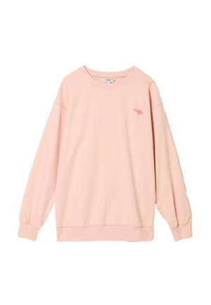 Light pink long-sleeve crewneck sweatshirt with small lobster logo on left chest and ribbed cuffs and hem.