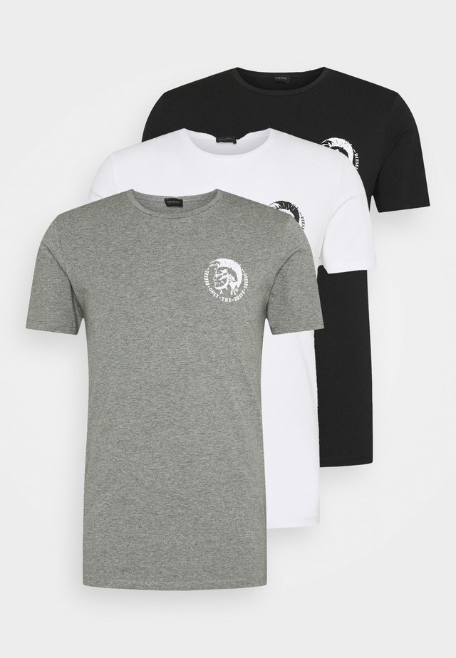 UMTEE RANDAL 3 PACK - T-Shirt basic - white/ grey melange/ black