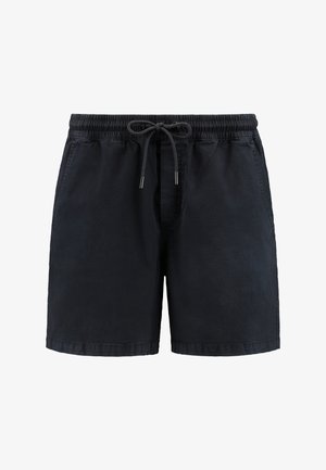 Czarne szorty z elastycznym pasem i sznurkiem. Wykonane z miękkiego materiału, z bocznymi kieszeniami i prostym krojem.