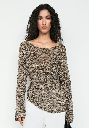 Massimo Dutti MARLED KNIT SWEATER - Striktrøje - sand