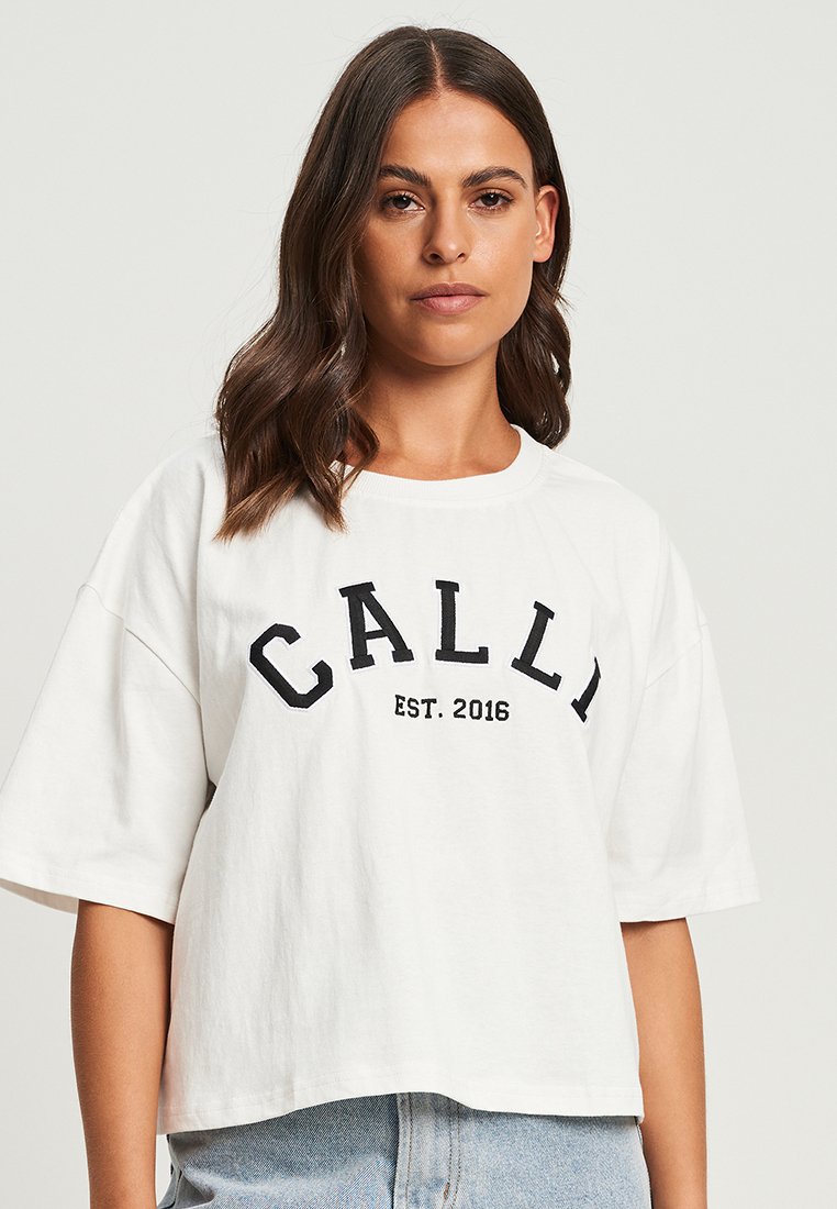 CALLI COLLEGE  - Tričko s potlačou - white black white logo