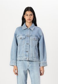 Abercrombie & Fitch Oversized Distressed Denim Trucker Jacket - Giacca di jeans - light