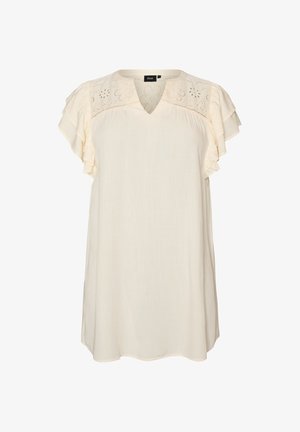 Zizzi, TUNIKA MIT BRODERIE ANGLAISE UND RÜSCHENÄRMELN - Tunika - beige