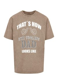 Merchcode COOLEST DAD ACID WASHED HEAVY - T-shirts med print - darkkhaki