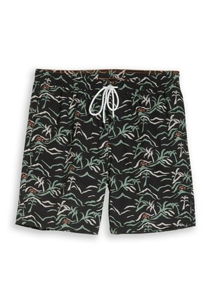 TOM TAILOR DENIM, TOM TAILOR DENIM BEACHWEAR/BADEMODE BADESHORTS MIT MUSTER - Badeshorts - black green tropical print