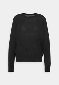 Svart sweatshirt med rund halsringning och långa raglanärmar. Tillverkad av lätt tyg med subtila strukturerade hjärt-mönster över hela. 