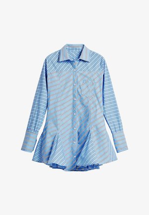 Sinine triibuline särk, millel on nööbiga esitasku, pikad varrukad ja laienev alus. Omab vaheldumisi õhukesi ja paksu triibu punases, valges ja sinises.