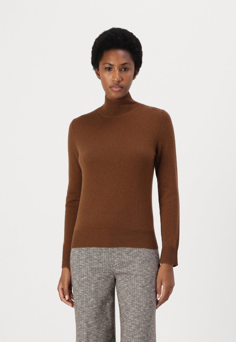 pure cashmere SIMPLE HIGH NECK SWEATER - Pulover - deep camel