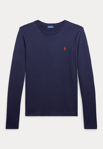 Μακρυμάνικη μπλούζα σε ναυτικό μπλε με στρογγυλή λαιμόκοψη και μικρό κόκκινο λογότυπο Polo Ralph Lauren στο αριστερό στήθος.